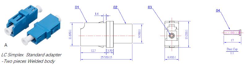 Standard LC Simplex Fiber Optic Adapter