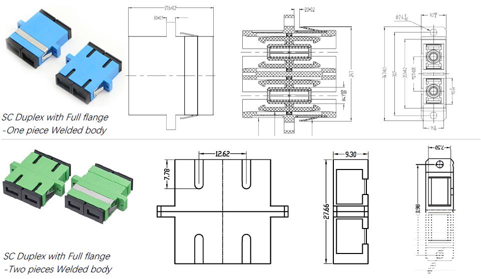 SC Duplex Full Flange Fiber Adapter