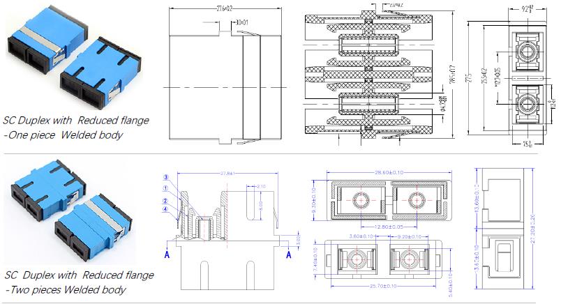 SC Duplex Reduced flange Fiber Adapter