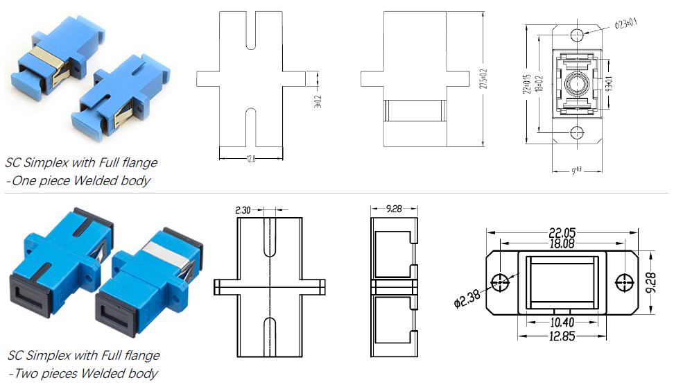 SC Simplex With Full Flange Fiber Adapter