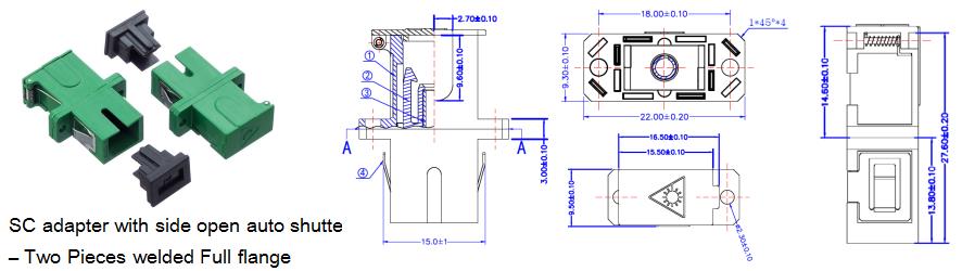 sc adapter with side open auto shutter