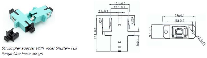 SC Simplex Adapters With inner Shutter Full Flange