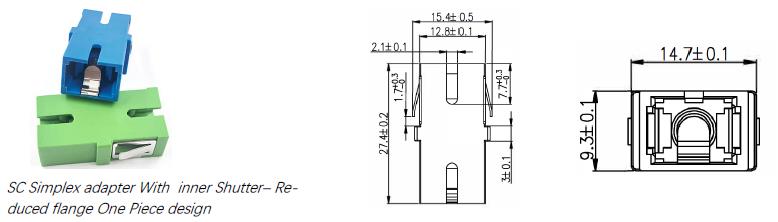 SC Simplex Adapters With inner Shutter Reduced Flange