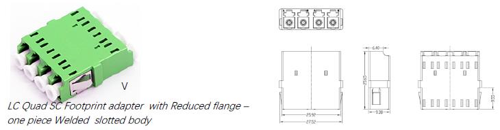 lc quad sc footprint slotted type reduced flange adapter