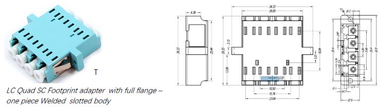 lc quad sc footprint slotted type full flange adapter