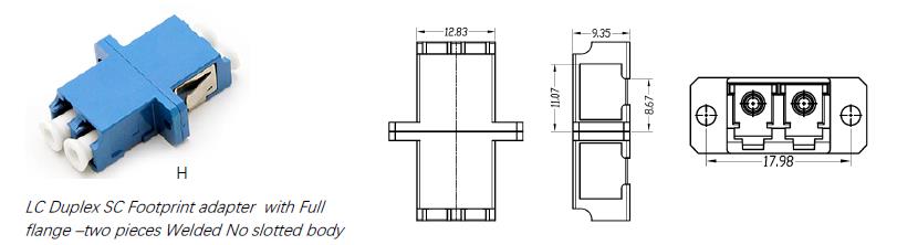 lc dx sc footprint full flange adapter