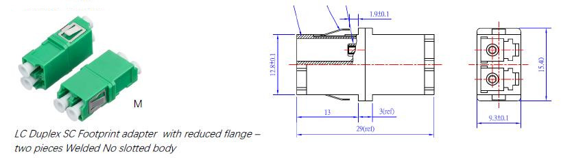 lc dx sc footprint reduced flange adapter