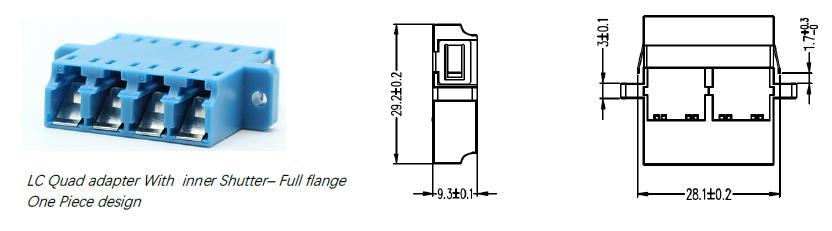 LC Quad Fiber Optic Adapter - Full Flange