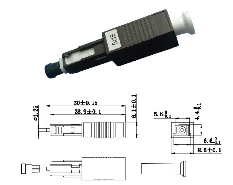 mu female to mu male fixed fiber attenuator 1